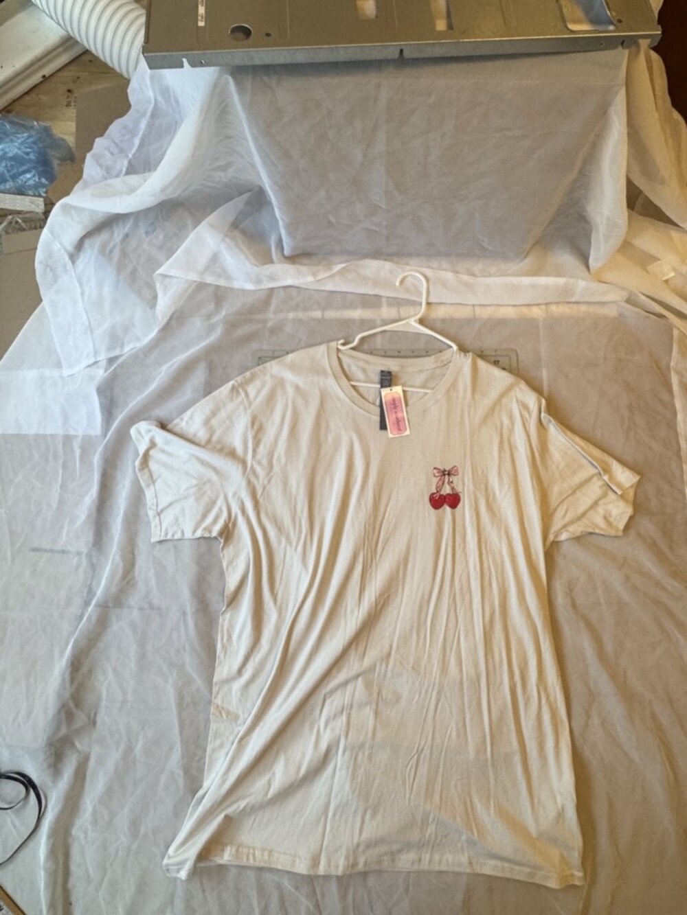 Simply Southern Cherish The Little Things Cherry Bow T-Shirt XXL Cream NWT